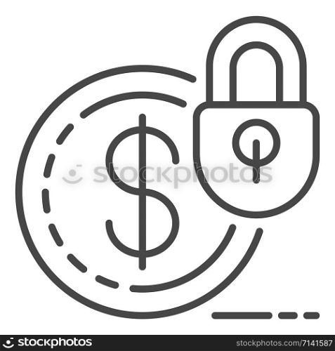 Secured money icon. Outline secured money vector icon for web design isolated on white background. Secured money icon, outline style