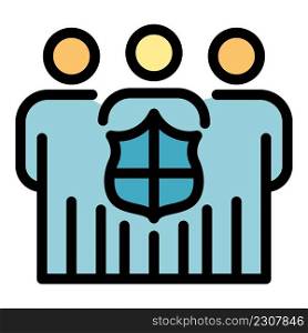 Secured people icon. Outline secured people vector icon color flat isolated. Secured people icon color outline vector