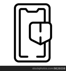 Secured phone app icon outline vector. Screen finger. Smart web. Secured phone app icon outline vector. Screen finger