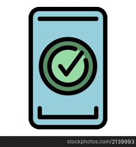 Secured phone icon. Outline secured phone vector icon color flat isolated. Secured phone icon color outline vector