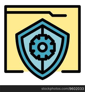Secured software icon outline vector. Business process. App code color flat. Secured software icon vector flat