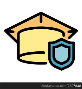 Secured study icon. Outline secured study vector icon color flat isolated. Secured study icon color outline vector