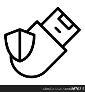 Secured usb flash icon outline vector. Data secure. Safety firewall. Secured usb flash icon outline vector. Data secure