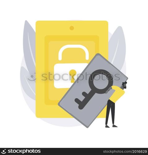 Security access card abstract concept vector illustration. Electronic opening system, corporate security, automatic access ID card, office entrance technology, unlocking door abstract metaphor.. Security access card abstract concept vector illustration.