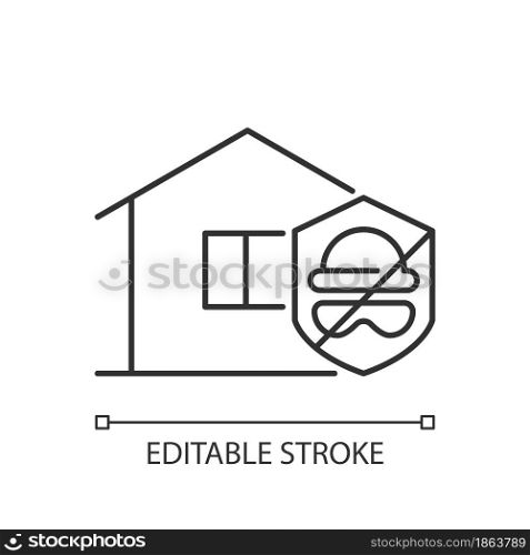 Security against burglary linear icon. Burglar alarm installation. Protect home against intruders. Thin line customizable illustration. Contour symbol. Vector isolated outline drawing. Editable stroke. Security against burglary linear icon
