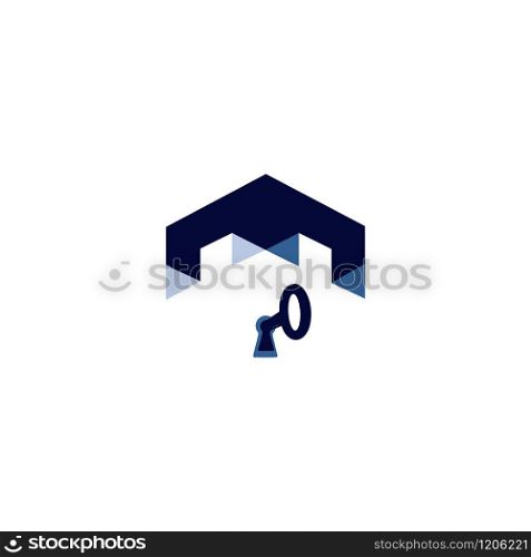 Security agency logo template. Guard systems emblem design with building icon.