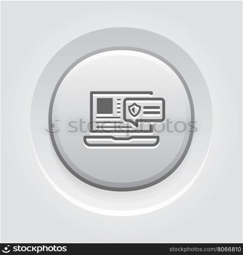 Security Alert Icon. Grey Button Design.. Security Alert Icon. Grey Button Design. Security Concept with a Laptop and a Security Notification. Isolated Illustration. App Symbol or UI element.