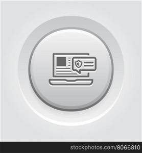 Security Alert Icon. Grey Button Design.. Security Alert Icon. Grey Button Design. Security Concept with a Laptop and a Security Notification. Isolated Illustration. App Symbol or UI element.