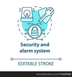 Security and alarm system turquoise concept icon. Smart house idea thin line illustration. Innovative technology for apartment. Burglary protection. Vector isolated outline drawing. Editable stroke