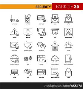 Security Black Line Icon - 25 Business Outline Icon Set