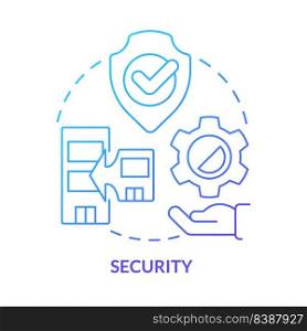 Security blue gradient concept icon. Prevent failure. Bankruptcy protection. Merger objective abstract idea thin line illustration. Isolated outline drawing. Myriad Pro-Bold fonts used. Security blue gradient concept icon