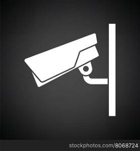 Security camera icon. Black background with white. Vector illustration.