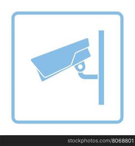Security camera icon. Blue frame design. Vector illustration.