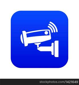 Security camera icon blue vector isolated on white background. Security camera icon blue vector