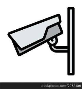 Security Camera Icon. Editable Bold Outline With Color Fill Design. Vector Illustration.