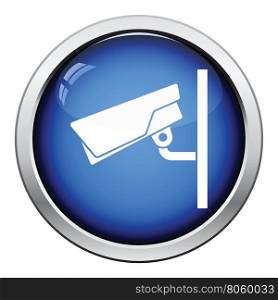 Security camera icon. Glossy button design. Vector illustration.