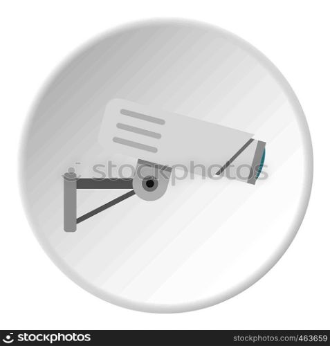 Security camera icon in flat circle isolated vector illustration for web. Security camera icon circle