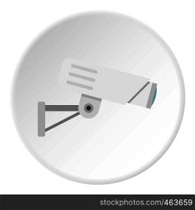 Security camera icon in flat circle isolated vector illustration for web. Security camera icon circle