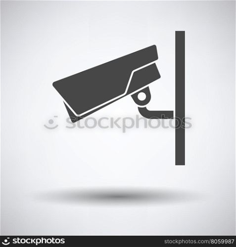 Security camera icon on gray background with round shadow. Vector illustration.