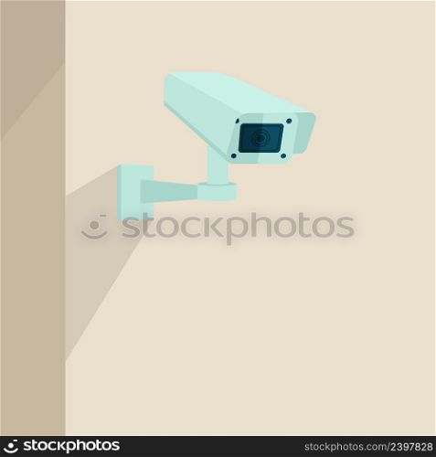 Security camera on the wall video surveillance equipment technology background vector illustration