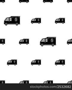 Security Cash Van Icon Seamless Pattern, Secured Money Transportation Vehicle Vector Art Illustration