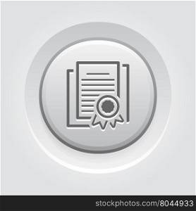 Security Certificates Icon. Flat Design.. Security Certificates Icon. Flat Design App Symbol or UI element. Grey Button Design