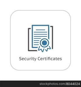 Security Certificates Icon. Flat Design.. Security Certificates Icon. Flat Design Isolated Illustration. App Symbol or UI element.
