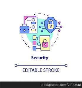 Security concept icon. Cybersecurity tools. Advantage of online collaboration abstract idea thin line illustration. Isolated outline drawing. Editable stroke. Arial, Myriad Pro-Bold fonts used. Security concept icon