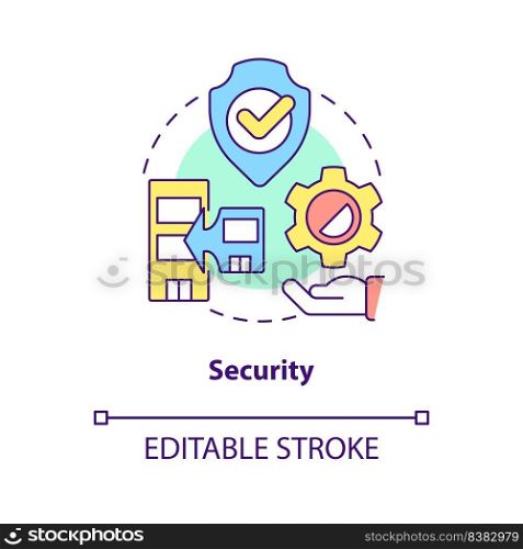 Security concept icon. Prevent failure. Bankruptcy protection. Merger objective abstract idea thin line illustration. Isolated outline drawing. Editable stroke. Arial, Myriad Pro-Bold fonts used. Security concept icon