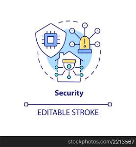 Security concept icon. Smart technologies advantage abstract idea thin line illustration. Cybersecurity practice. Isolated outline drawing. Editable stroke. Arial, Myriad Pro-Bold fonts used. Security concept icon