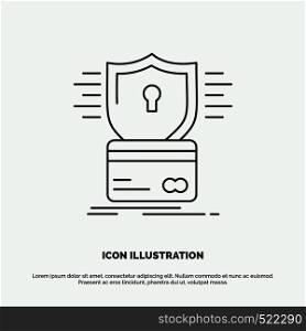 security, credit card, card, hacking, hack Icon. Line vector gray symbol for UI and UX, website or mobile application. Vector EPS10 Abstract Template background