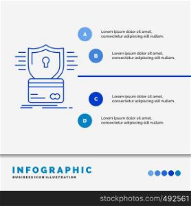 security, credit card, card, hacking, hack Infographics Template for Website and Presentation. Line Blue icon infographic style vector illustration. Vector EPS10 Abstract Template background