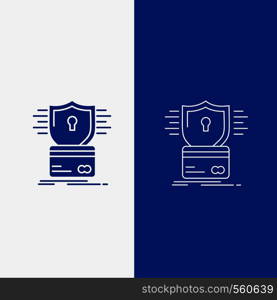 security, credit card, card, hacking, hack Line and Glyph web Button in Blue color Vertical Banner for UI and UX, website or mobile application. Vector EPS10 Abstract Template background