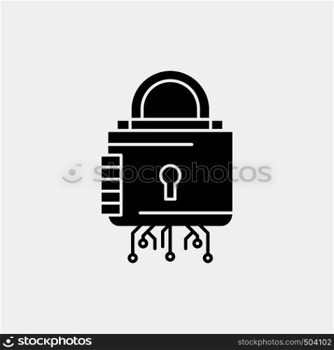 Security, cyber, lock, protection, secure Glyph Icon. Vector isolated illustration. Vector EPS10 Abstract Template background