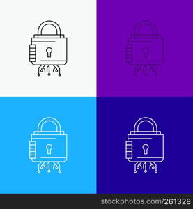 Security, cyber, lock, protection, secure Icon Over Various Background. Line style design, designed for web and app. Eps 10 vector illustration