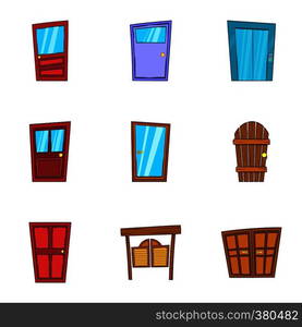 Security door icons set. Cartoon illustration of 9 security door vector icons for web. Security door icons set, cartoon style