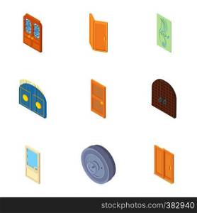 Security doors icons set. Cartoon illustration of 9 security doors vector icons for web. Security doors icons set, cartoon style