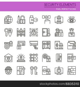 Security Elements , Thin Line and Pixel Perfect Icons