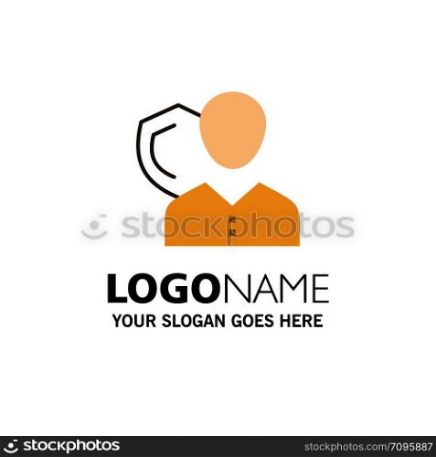 Security, Employee, Insurance, Person, Personal, Protection, Shield Business Logo Template. Flat Color