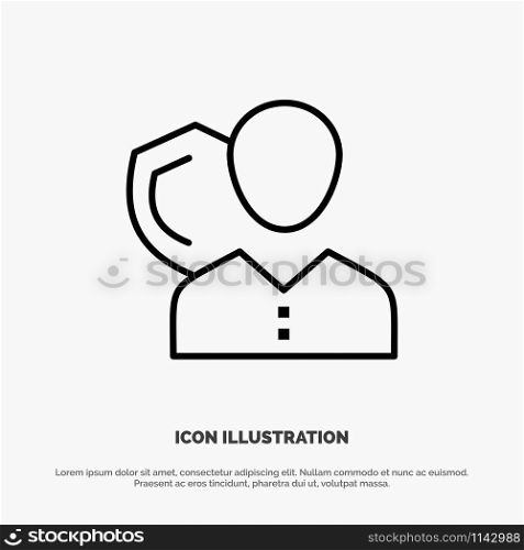 Security, Employee, Insurance, Person, Personal, Protection, Shield Line Icon Vector