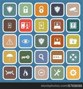 Security flat icons on blue background, stock vector