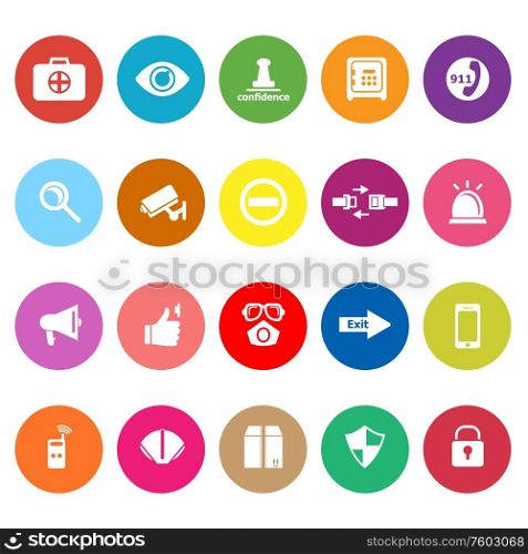 Security flat icons on white background, stock vector