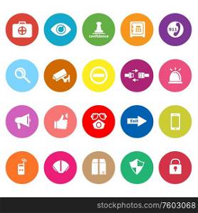 Security flat icons on white background, stock vector