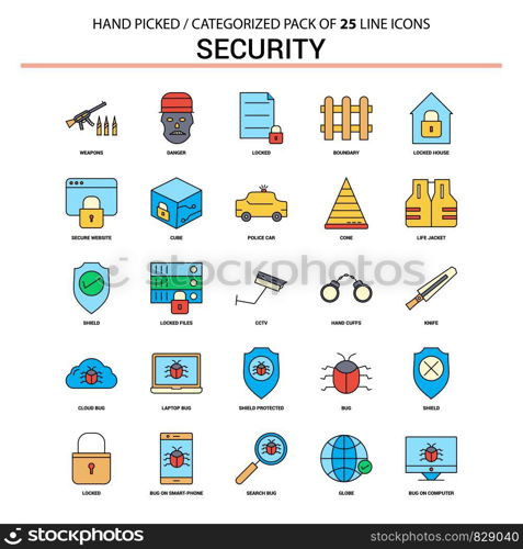 Security Flat Line Icon Set - Business Concept Icons Design