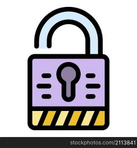 Security fraud padlock icon. Outline security fraud padlock vector icon color flat isolated. Security fraud padlock icon color outline vector