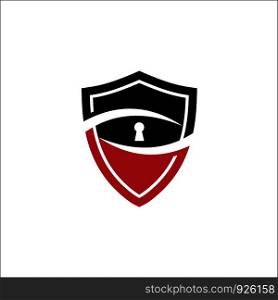 Security Guard logo design vector. Shield, Key, Look on white background