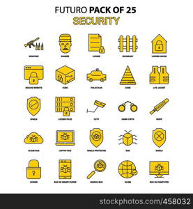 Security Icon Set. Yellow Futuro Latest Design icon Pack