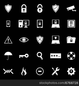 Security icons on black background, stock vector