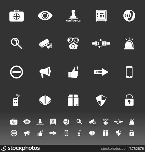 Security icons on gray background, stock vector