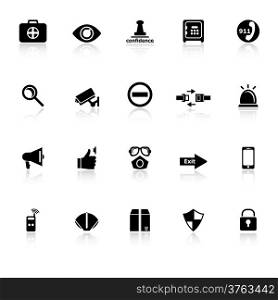 Security icons with reflect on white background, stock vector